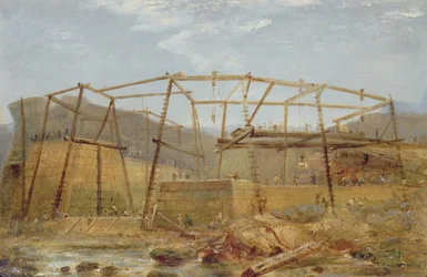 Spitzen der Piers des Inneren Hafens mit Senkkasten, Mai 1829